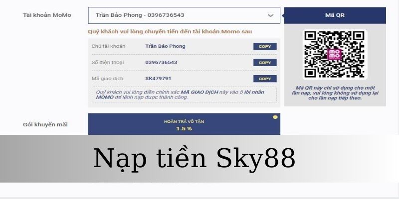 Nạp tiền Sky88 qua ví điện tử