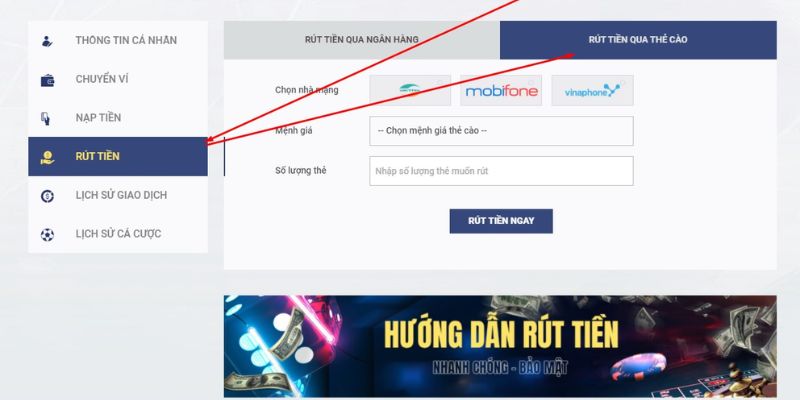 Rút tiền Sky88 bằng thẻ cào điện thoại 